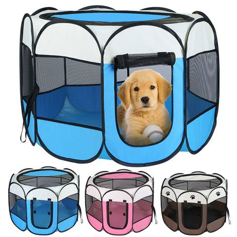 Portable Foldable Pet Tent Exercise Pen Kennel Removable Zipper Top and Bottom Water Resistant Indoor Outdoor Use For Dogs Cats Other Pets