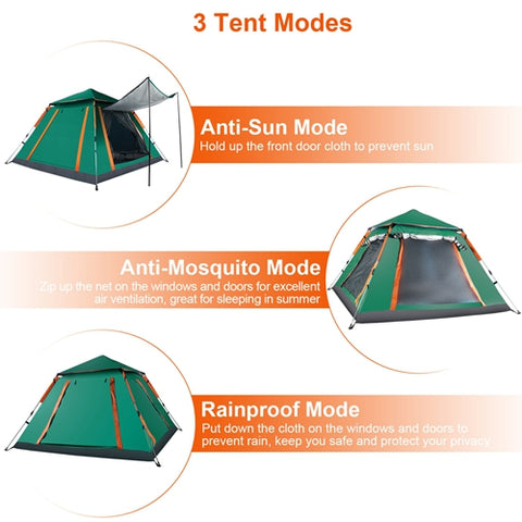LakeForest 4-5 Person Camping Tent – Waterproof with Mosquito Nets (Green)