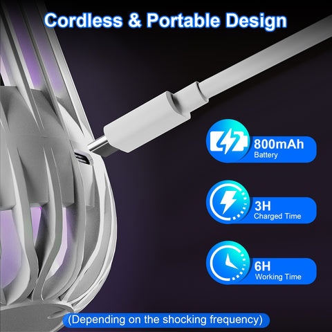 iMounTEK 900V Cordless Bug Zapper – USB-C Rechargeable Night Light (White)