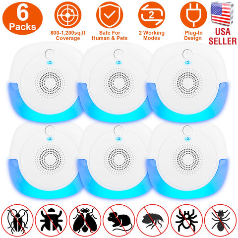 iMounTEK 6-Pack Ultrasonic Pest Repeller – Plug-In for Home & Office