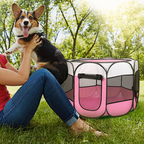 Portable Foldable Pet Tent Exercise Pen Kennel Removable Zipper Top and Bottom Water Resistant Indoor Outdoor Use For Dogs Cats Other Pets