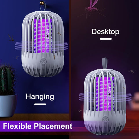 iMounTEK 900V Cordless Bug Zapper – USB-C Rechargeable Night Light (White)
