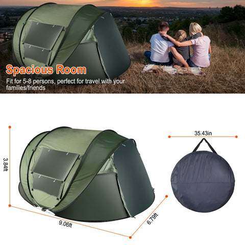 LakeForest 5-8 Person Pop Up Tent – Auto Setup Waterproof (Khaki)
