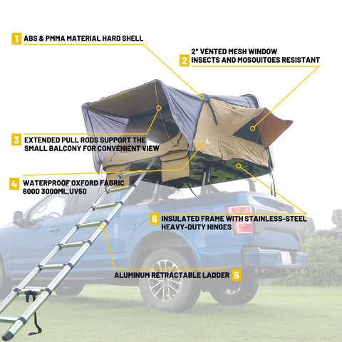 Universal Hardshell Roof Top Tent Outdoor Camping Rooftop Tent Waterproof 