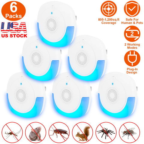 iMounTEK 6-Pack Ultrasonic Pest Repeller – Plug-In for Home & Office