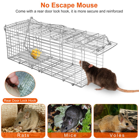 iMounTEK Foldable Rat Trap Cage – Galvanized Iron with L-Shaped Rod