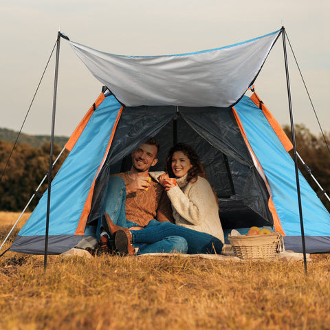 LakeForest 4-5 Person Camping Tent – Waterproof with Mosquito Nets (Blue)