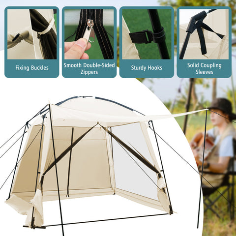 10 X 10 Feet Screened Canopy Tent W/ Vestibule and Zippered Door