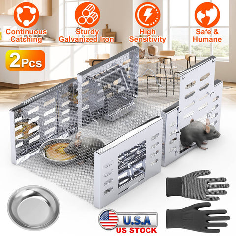 iMounTEK 2-Pack Humane Rat Trap Cage – Automatic Continuous Catch & Release