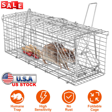 iMounTEK Foldable Rat Trap Cage – Galvanized Iron with L-Shaped Rod