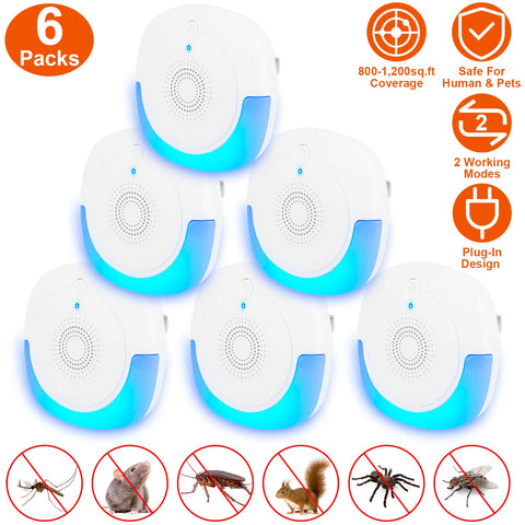 iMounTEK 6-Pack Ultrasonic Pest Repeller – Plug-In for Home & Office