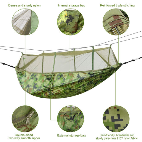 iMounTEK 2-Person Hammock with Mosquito Net – 600lbs (Camouflage)