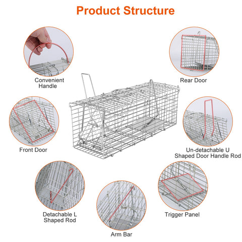 iMounTEK Foldable Rat Trap Cage – Galvanized Iron with L-Shaped Rod