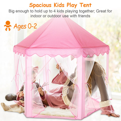 Kids Play Tents Princess for Girls Princess Castle Children Playhouse Indoor Outdoor Use w/ Carry Case