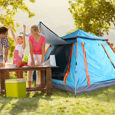 LakeForest 4-5 Person Camping Tent – Waterproof with Mosquito Nets (Blue)