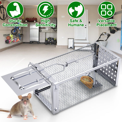 iMounTEK Single Door Rat Trap Cage – Humane Rodent Trap Indoor/Outdoor