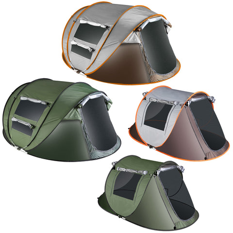 LakeForest 5-8 Person Pop Up Tent – Auto Setup Waterproof (Khaki)