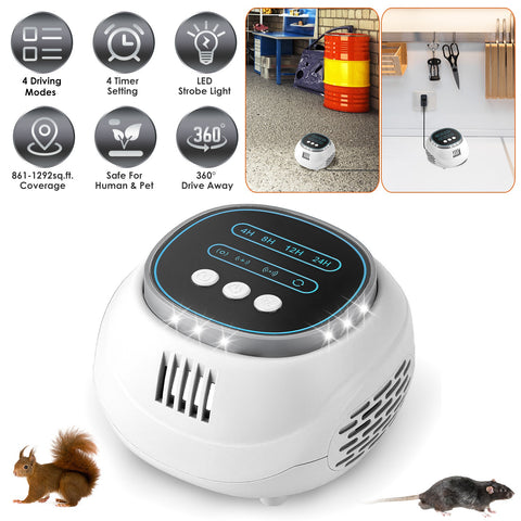 iMounTEK Ultrasonic Rodent Chaser – 4 Modes Strobe 1292 Sq Ft (White)