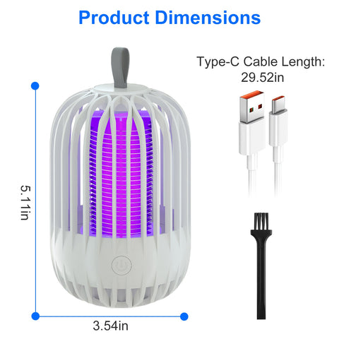 iMounTEK 900V Cordless Bug Zapper – USB-C Rechargeable Night Light (White)