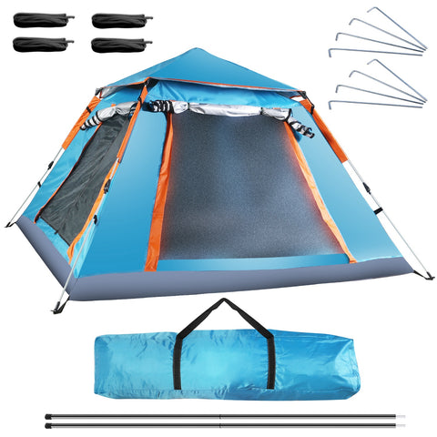 LakeForest 4-5 Person Camping Tent – Waterproof with Mosquito Nets (Blue)