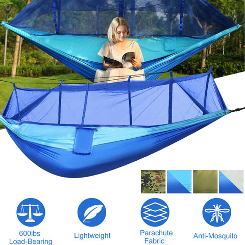 iMounTEK 2-Person Hammock with Mosquito Net – 600lbs (Blue)