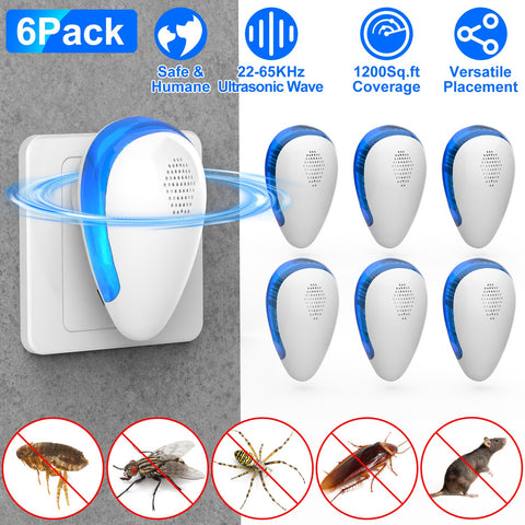 iMounTEK 6-Pack Ultrasonic Pest Repeller – Indoor Plug-In White