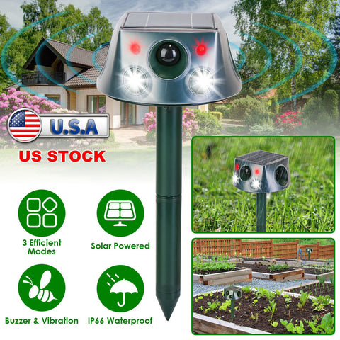 LakeForest Solar Ultrasonic Animal Repeller – 3 Modes Motion Sensor & Vibration