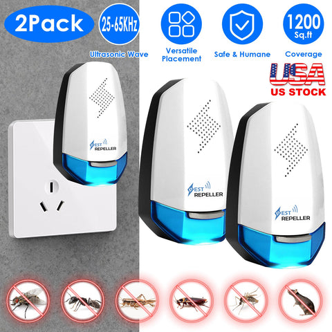 iMounTEK 2-Pack Ultrasonic Pest Repeller with Night Light – White
