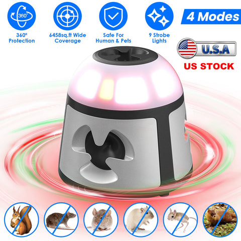 iMounTEK 360° Ultrasonic Mice Repeller – 9 Strobe Lights & Alarm Horn