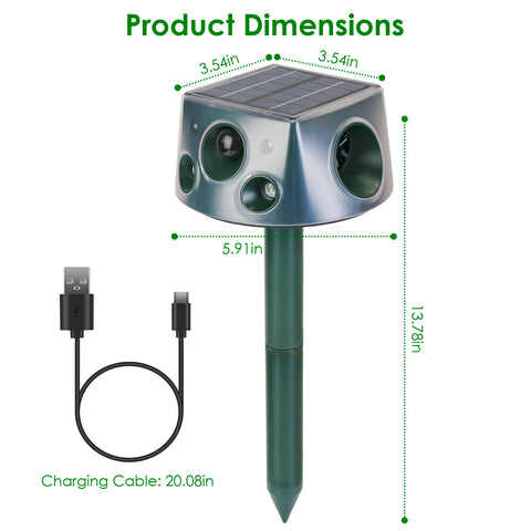 LakeForest Solar Ultrasonic Animal Repeller – 3 Modes Motion Sensor & Vibration