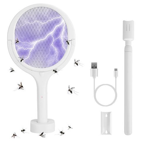 iMounTEK 3-in-1 Electric Bug Zapper Racket – 90° Rotating Telescopic Wand