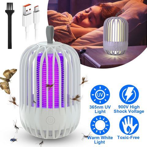 iMounTEK 900V Cordless Bug Zapper – USB-C Rechargeable Night Light (White)