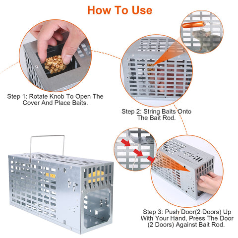 iMounTEK Humane Live Mouse Trap – Metal Cage Single Door Continuous Capture