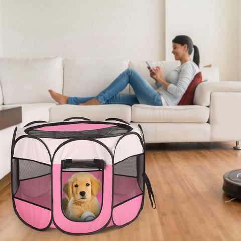 Portable Foldable Pet Tent Exercise Pen Kennel Removable Zipper Top and Bottom Water Resistant Indoor Outdoor Use For Dogs Cats Other Pets