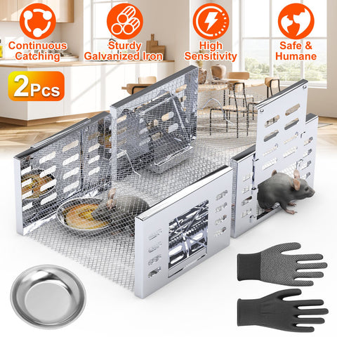 iMounTEK 2-Pack Humane Rat Trap Cage – Automatic Continuous Catch & Release