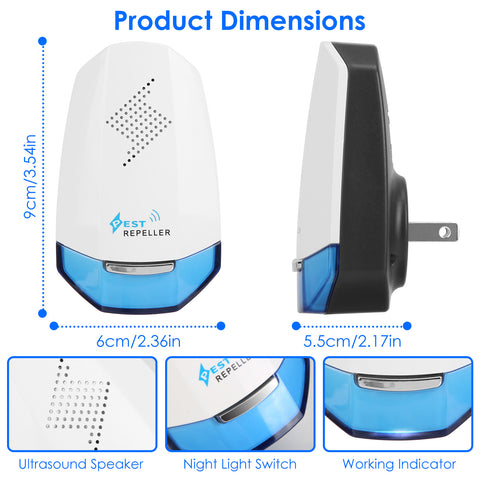iMounTEK 2-Pack Ultrasonic Pest Repeller with Night Light – White