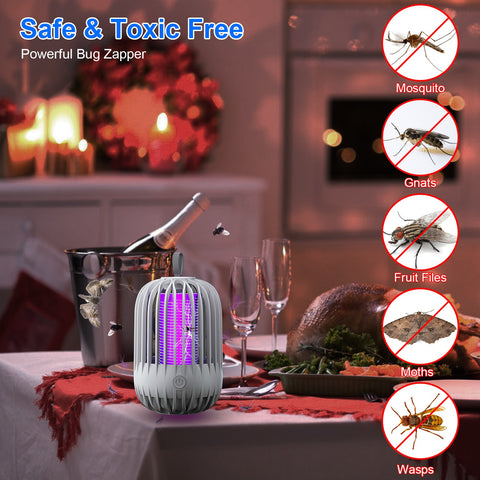 iMounTEK 900V Cordless Bug Zapper – USB-C Rechargeable Night Light (White)