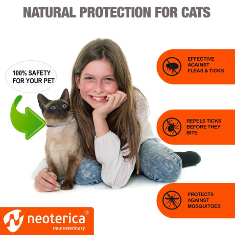 Natural Flea Collar for Cats - 6 Months Control, Essential Oil Repellent (1 Pack)